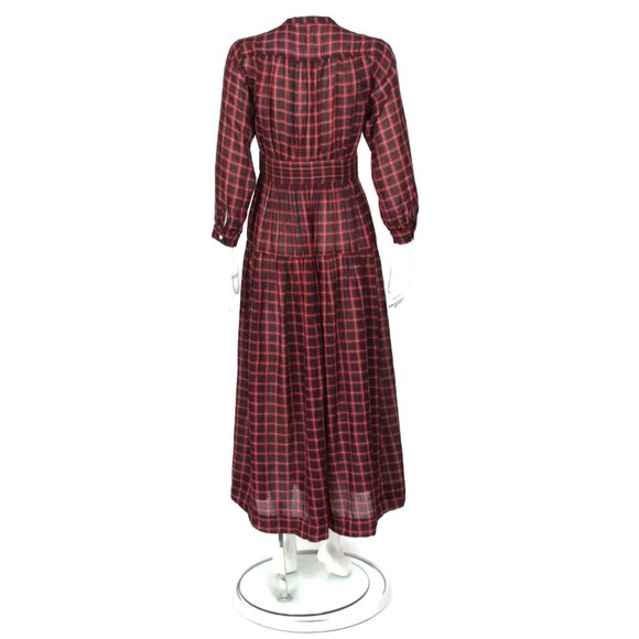 New DOEN Annika Plaid Red Black Button Front Maxi Dress Sz XS NWT /870 - Picture 5 of 8